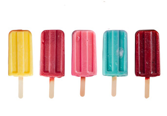 Set of fruit popsicle isolated on transparent background