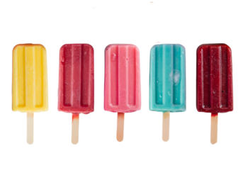 Set of fruit popsicle isolated on transparent background