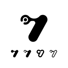 Logo Number 7, set of five different numeral seven for your brand name design, vector illustration 10 EPS