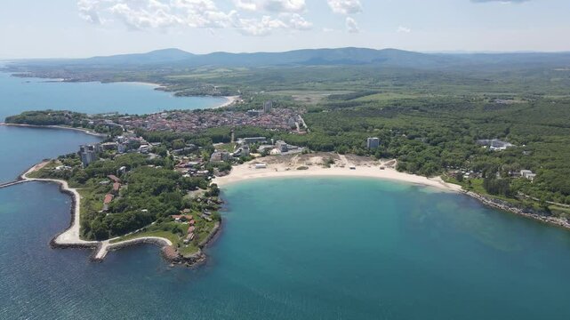 Aerial view of Black Sea Coast near Atliman Beach and Kiten, Burgas Region, Bulgaria 