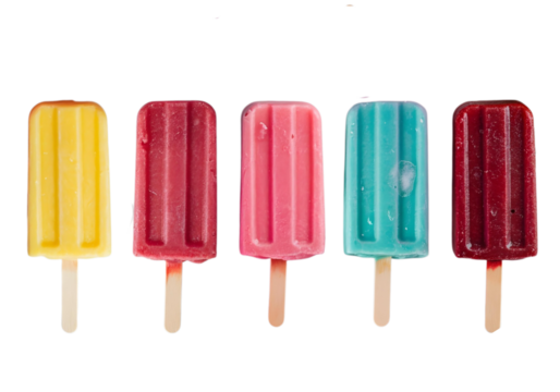 Set of fruit popsicle isolated on transparent background