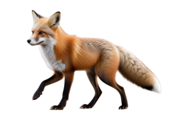 Red fox (Vulpes vulpes ) isolated on transparent background