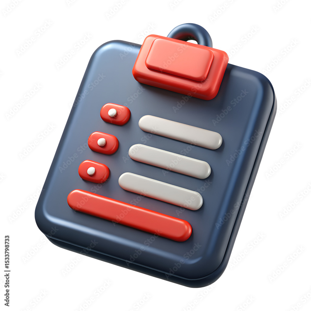 Poster a vibrant and modern 3d rendering of a checklist icon representing tasks isolated against a black ba