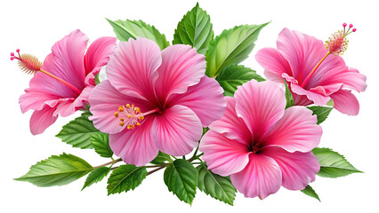 Obraz premium pink hibiscus flowers isolated - on transparent background AI