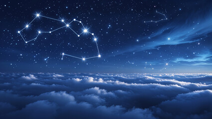 Stunning night sky with constellations above a sea of clouds celestial beauty astronomy concept