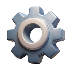 A meticulously crafted 3d rendering of a cogwheel icon presented in a glossy plastic-style on black background.