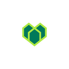 Logo geometric heart with houses. Original modern logo in vector.