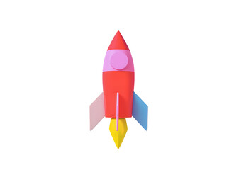 3D Render of 7 Colorful Minimal Geometric Shapes Including Rocket, Cylinder, Cuboid, Cone &mdash; Abstract Vector Art in Flat Design, Clean and Modern
