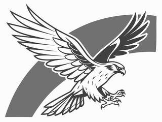 Obraz premium Powerful Falcon in Flight, Black and White Vector Graphic