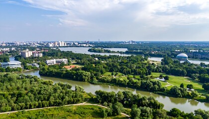Artistic Landscape, Futuristic Green Cities, Flowing Rivers, Abundant Parks