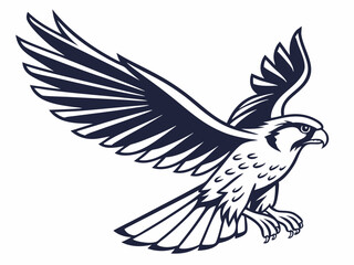 Fototapeta premium Powerful Falcon in Flight, Black and White Vector Graphic