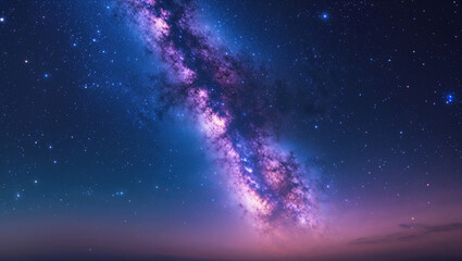 Stunning view of the vibrant milky way galaxy across the dark night sky full of stars