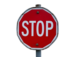 Red stop sign isolated on white background, PNG transparent,