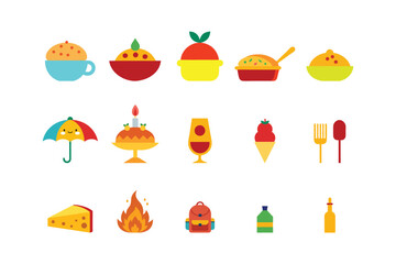 Colorful Summer  Set Of Food Vector