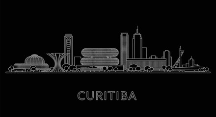 Naklejka premium Curitiba Skyline Brazil City Silhouette.
