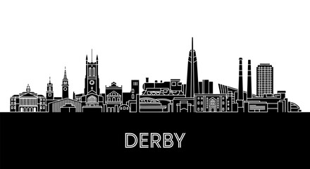 Obraz premium Derby Skyline Vector Cityscape Silhouette.