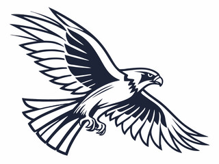 Obraz premium Powerful Falcon in Flight, Black and White Vector Graphic