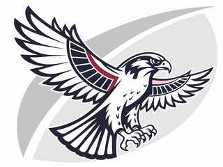 Obraz premium Powerful Falcon in Flight, Black and White Vector Graphic