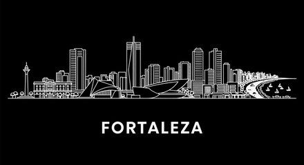 Fototapeta premium Fortaleza with Brazil Skyline illustration vector.
