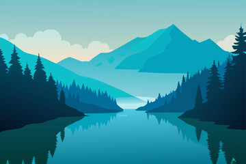 mountains and lake