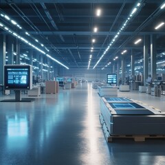 Futuristic Factory Interior, Advanced Technology and Automation