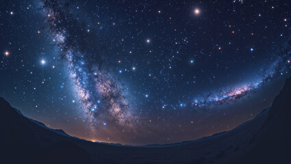 A breathtaking night sky displaying the majestic milky way galaxy over a landscape