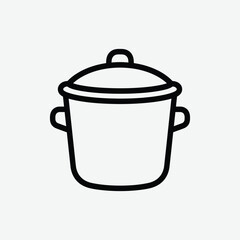 Download a clean black vector silhouette of a Dutch oven with lid and side handles. Perfect for kitchen, cooking, and culinary design on a white background.