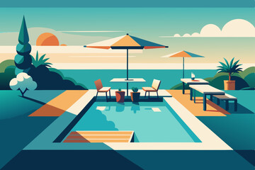 swimming pool in the tropical resort