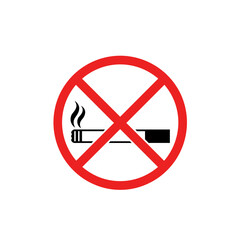 Obraz premium No smoking sign with cigarette icon inside red prohibition circle 