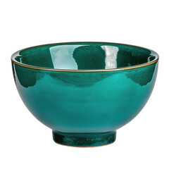 Elegant teal ceramic bowl for culinary use. transparent background