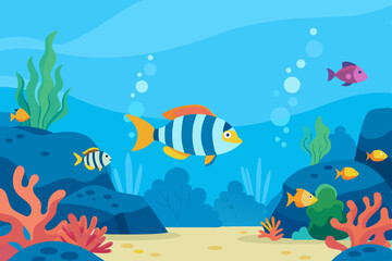 coral reef with fishes