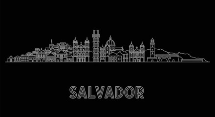 Fototapeta premium Salvador Brazil Skyline Vector Isolated.