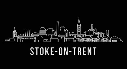 Naklejka premium StokeonTrent skyline with vector, England, and city.