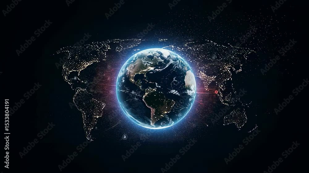 Poster planet earth in space. digital globe network connection data. global world hologram technology netwo