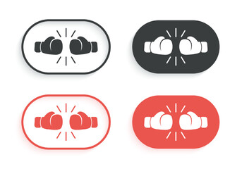 Vector Boxing Gloves In Black And Red Icons