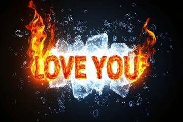 A Fiery and Icy Love You Graphic Design for Passionate and Creative Expressions Today