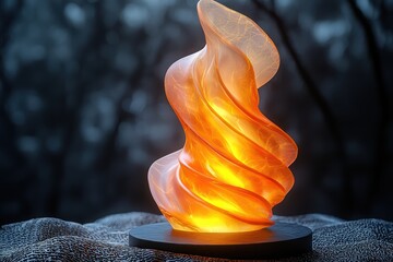 An Elegant Swirling Flame Sculpture that Features a Beautiful Illuminated Glow Effect