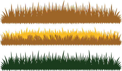 Set of stylized grass elements in earthy tones for decorative design purposes