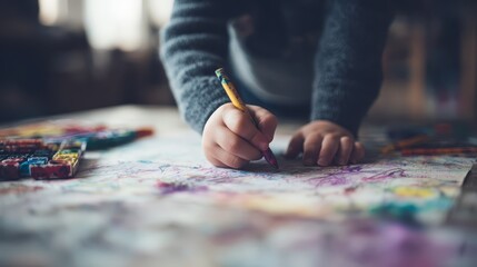Obraz premium Detailed sketching, person drawing artistic lines on paper with pencil creative