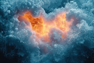 Dynamic Ocean Waves featuring a Fiery and Enthralling Burst of Color and Vibrant Energy