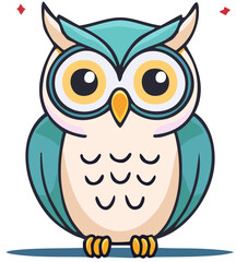 Adorable Blue Owl Illustration