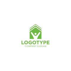 House logo with a person in vector. Original modern logo.