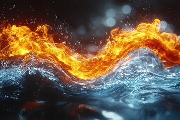 The captivating interplay between fire and water, merging art and creativity seamlessly