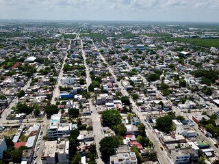 Drone shot of the city of Playa del Carmen