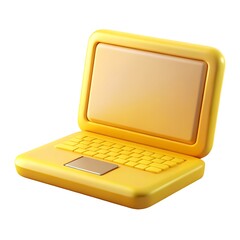 3d rendered yellow laptop with minimalist design perfect for digital marketing and technology concepts