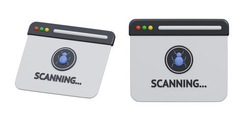 3d virus scanning window icon for computer security software