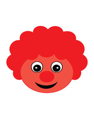 Simple Cartoon Clown Face with Red Hair