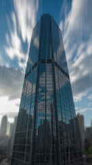 Skyscraper building architecture urban design city view rainy day tall building cityscape scene