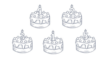 Hand Drawn Anniversary Cake Illustrations