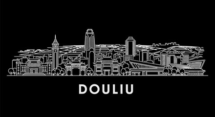 Obraz premium Douliu Taiwan Skyline Silhouette Cityscape.